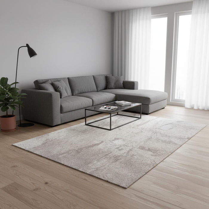 8' X 11' Abstract Washable Area Rug With UV Protection (609939) - Gray / White