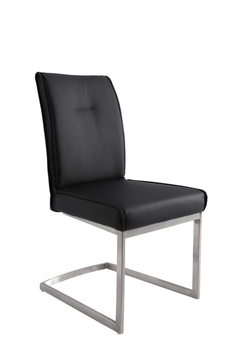 Dining Side Chairs Upholstered Faux Leather (Set of 2) - Black / Silver