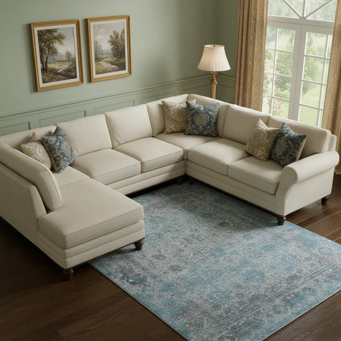 8' X 10' Oriental Hand Woven Area Rug (722254) - Blue / Ivory