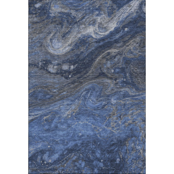 10' X 14' Abstract Washable Area Rug With UV Protection (650842) - Blue / Gray / Ivory