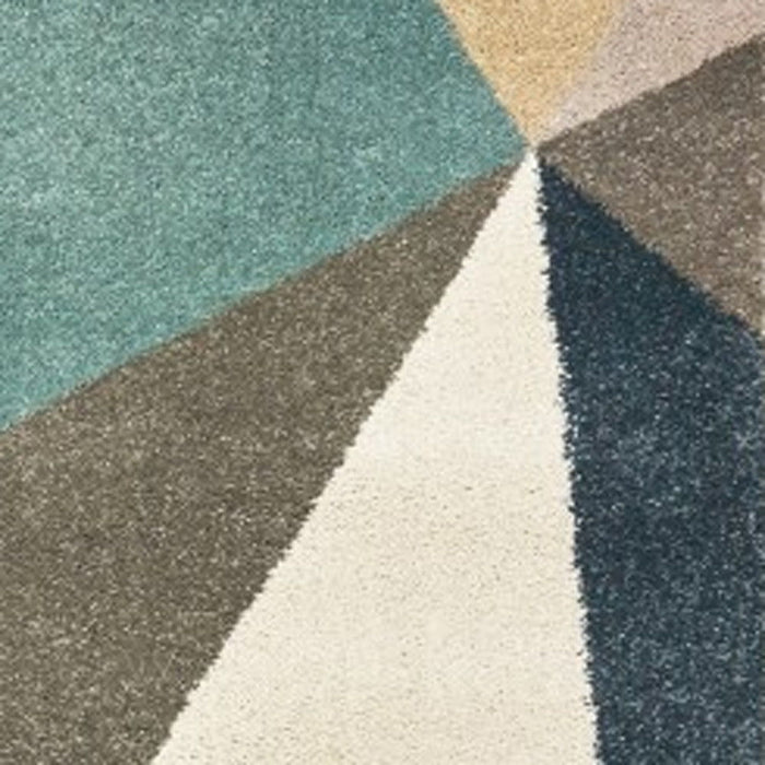 7' x 10' Retro Wedge Indoor Area Rug - Blue Green Beige