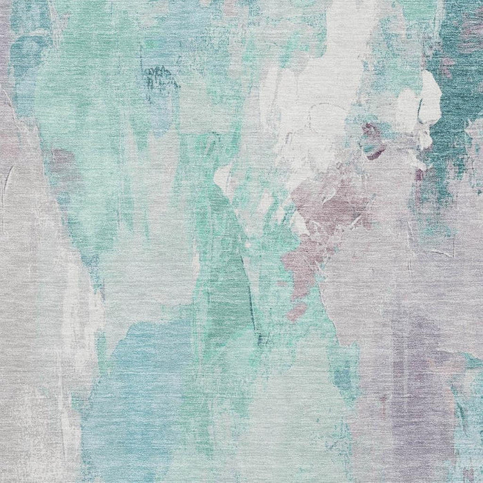 10' X 14' Abstract Washable Area Rug With UV Protection (707923) - Teal / Lavender / Ivory