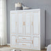 HomeRoots 79-inch six-door two-drawer combo dresser in gold and white, showcasing spacious wardrobe and storage design