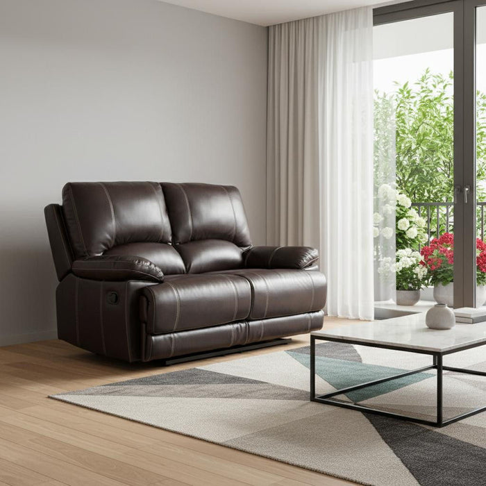 Love Seat Faux Leather Manual Reclining - Brown