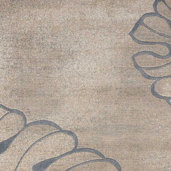 8' X 11' Floral Non Skid Area Rug - Beige And Gray