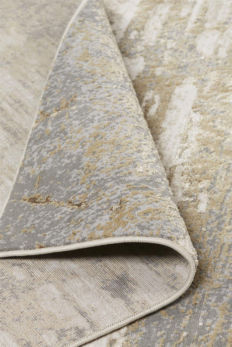 9' x 12' Abstract Area Rug - Ivory Gold And Gray
