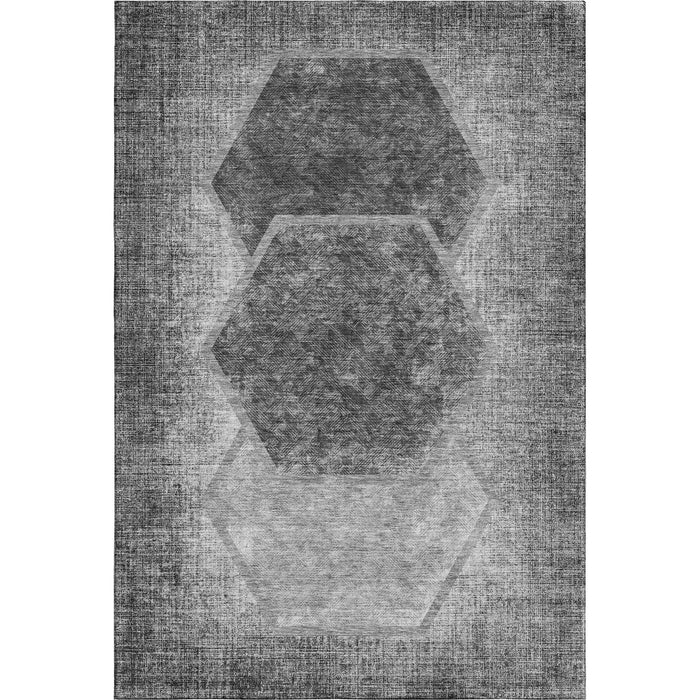10' X 14' Geometric Washable Area Rug With UV Protection (655884) - Gray / Silver
