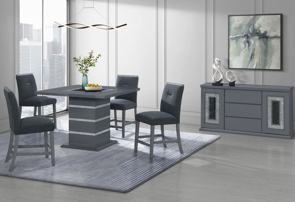 Monaco - 5 Piece Dining Room Set (Bar Table And Four Bar Stools) - Dark Gray