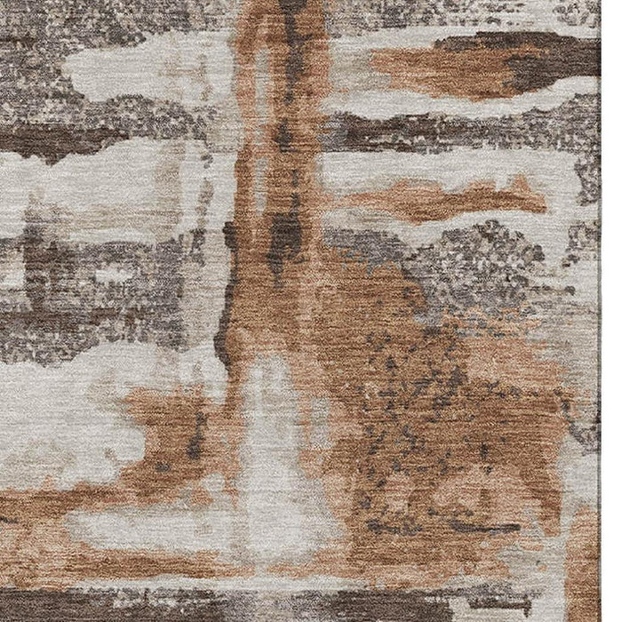 10' X 14' Abstract Washable Area Rug With UV Protection (714655) - Rust / Brown