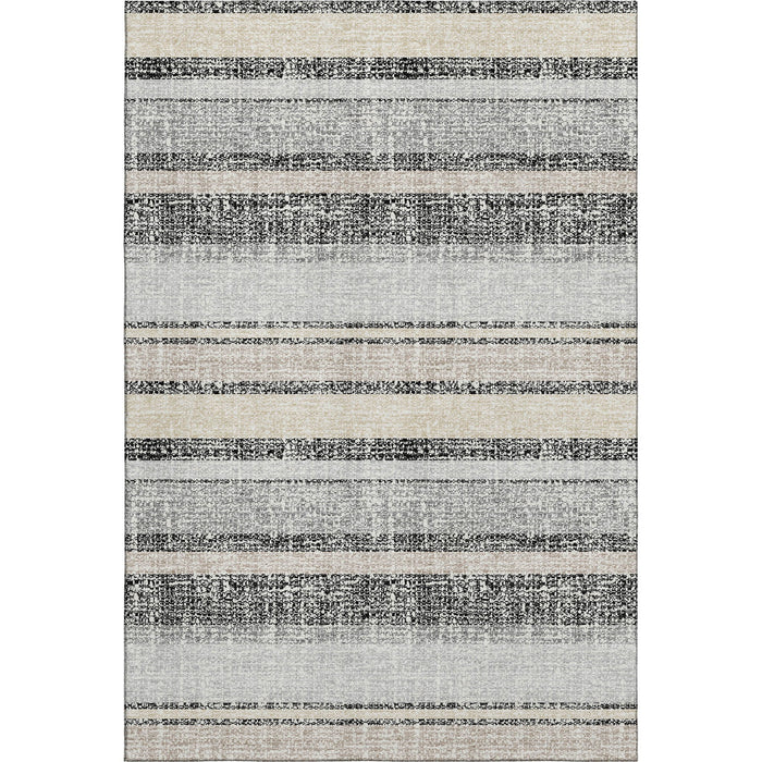 10' X 14' Striped Washable Area Rug With UV Protection (718587) - Black / Beige