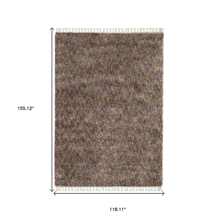 10' X 13' Abstract Shag Area Rug With Fringe - Orange