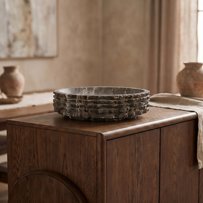 Marble bowl from Meridian Furniture's Caesar collection, featuring a smooth, polished genuine marble surface and elegant design.