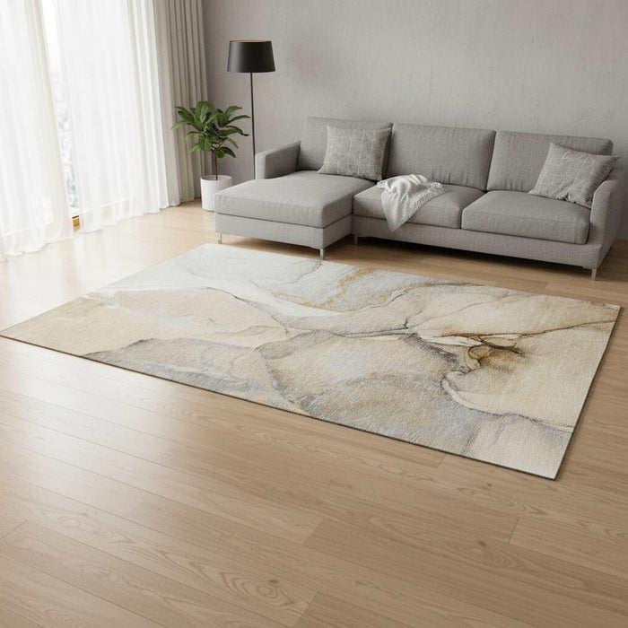 10' X 14' Abstract Washable Area Rug With UV Protection (646816) - Beige / Brown / Ivory