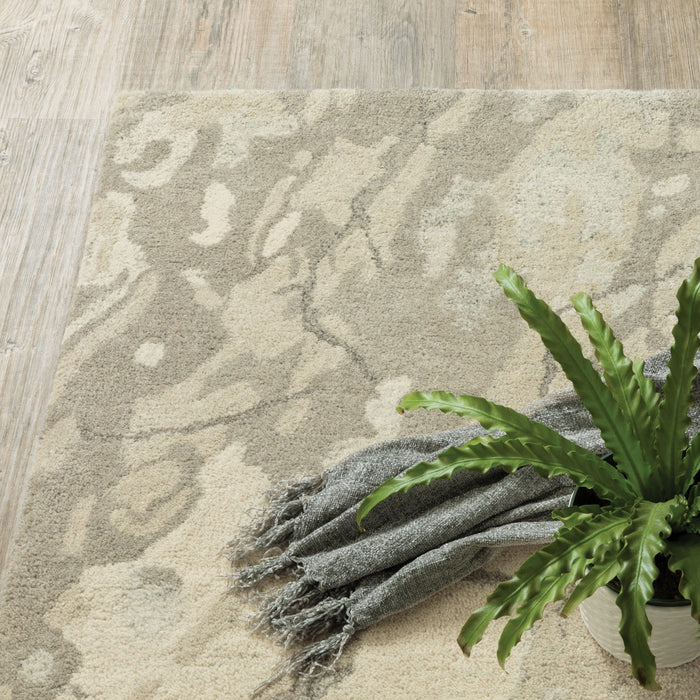 10' X 13' Wool Abstract Hand Tufted Area Rug - Beige And Ivory