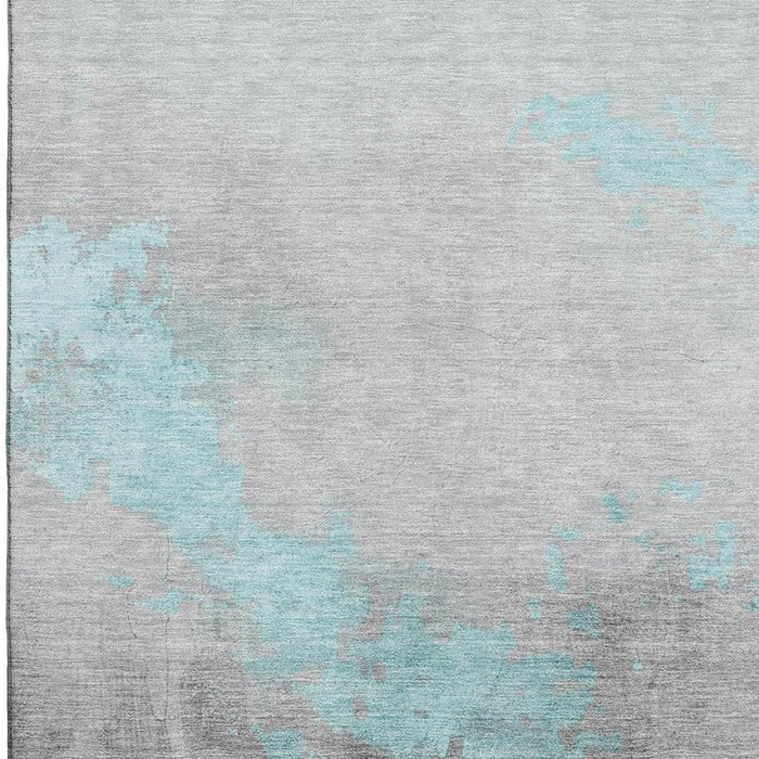 10' X 14' Abstract Washable Area Rug With UV Protection (706733) - Teal / Gray