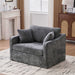 Giga farmhouse accent arm chair with two bolster pillows, featuring rustic wood legs and cozy fabric upholstery.