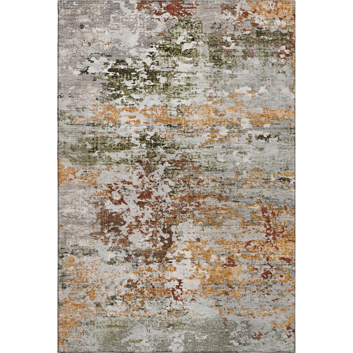 10' X 14' Abstract Washable Area Rug With UV Protection (704993) - Terra Cotta / Ivory / Gray