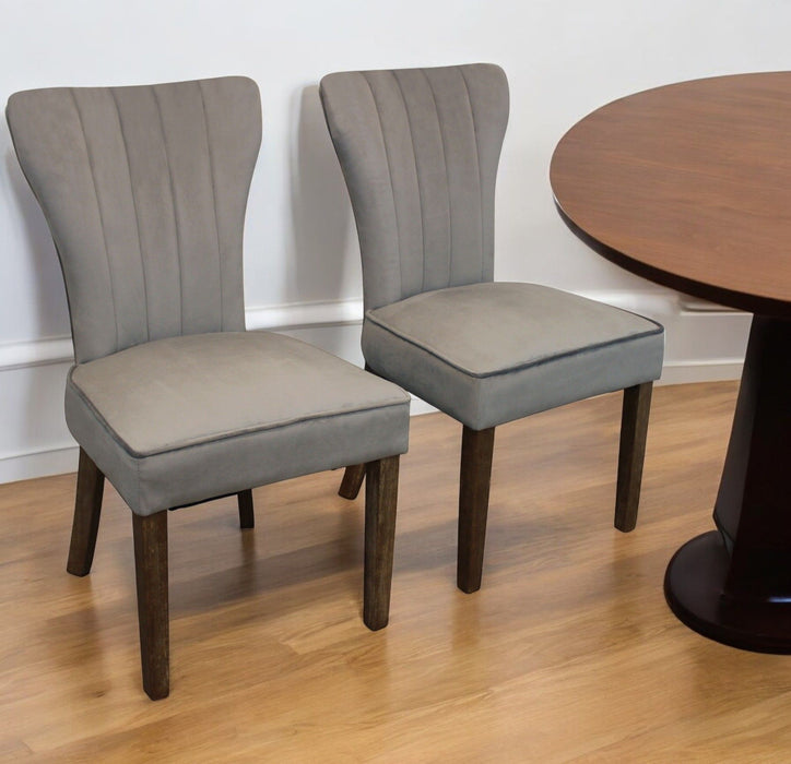 Upholstered Velvet Dining Parsons Chairs (Set of 2) - Gray