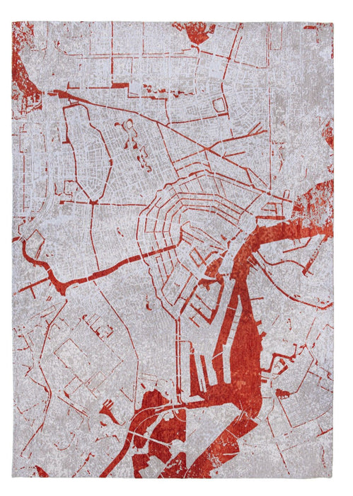 7' x 9' Abstract Non Skid Area Rug - Red And White