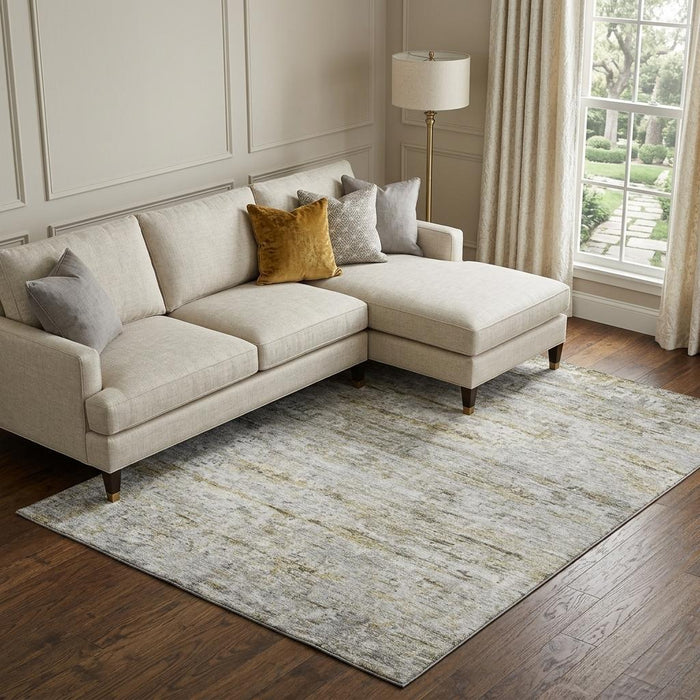 10' X 14' Striped Washable Area Rug With UV Protection (685379) - Taupe / Brown / Beige