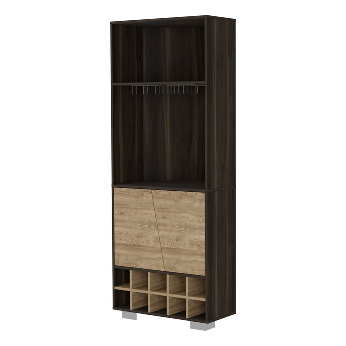 Corner Bar Cabinet With Multiple Shelves - Dark Brown