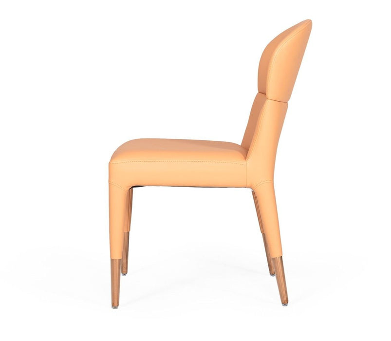 Upholstered Fabric Dining Side Chairs (Set of 2) - Peach