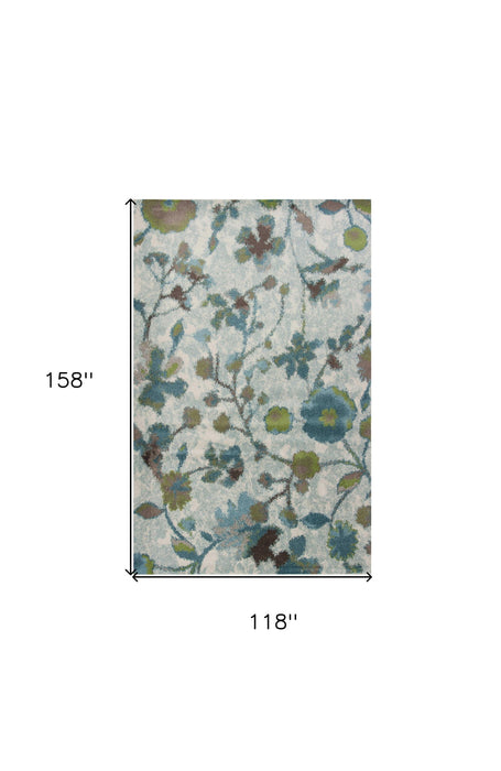 10' x 13' Machine Woven Floral Indoor Area Rug - Teal Blue