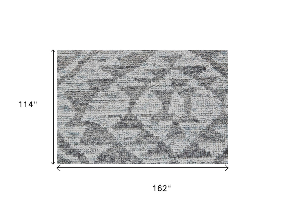 9' X 13' Wool Southwestern Hand Knotted Area Rug (744422) - Gray / Blue / Ivory