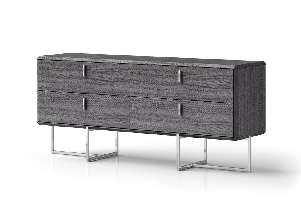 70" Wood Four Drawer Double Dresser - Gray