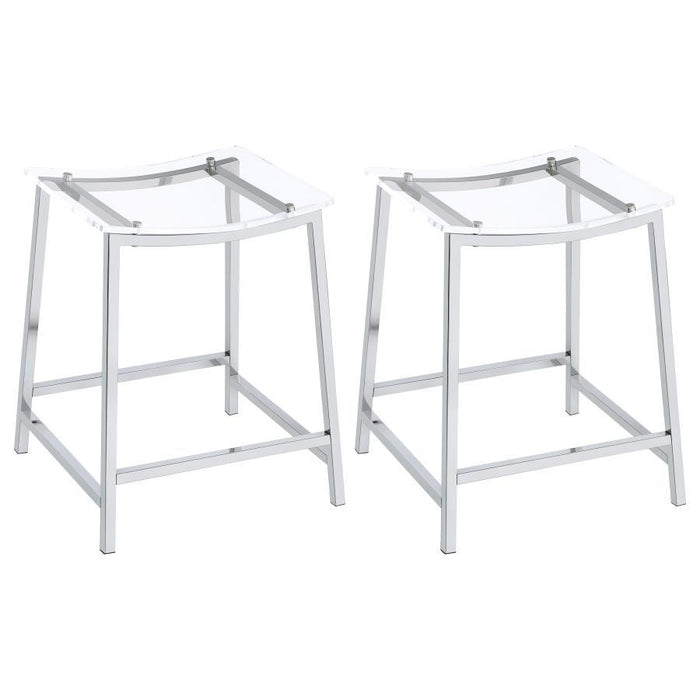 Jovani - Acrylic Backless Counter Stool (Set of 2) - Chrome