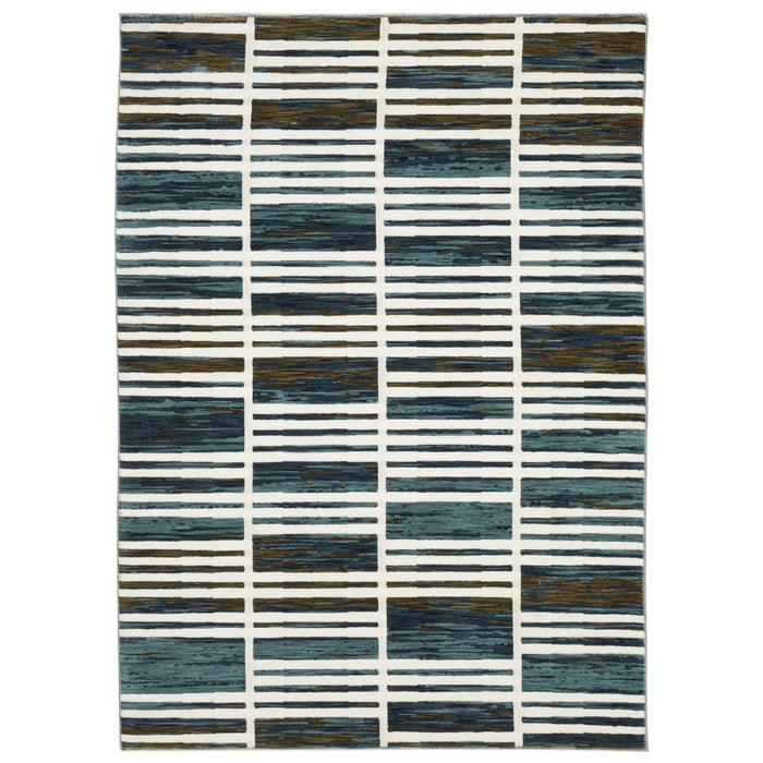 10' X 13' Geometric Modern Area Rug - Ivory And Blue