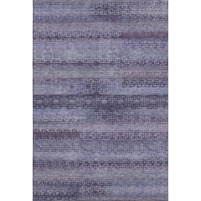 10' X 14' Striped Washable Area Rug With UV Protection (715099) - Plum / Purple