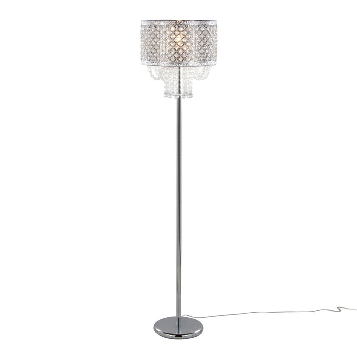 Droplet - 60" Floor Lamp - Polished Chrome And Clear Crystal Accents