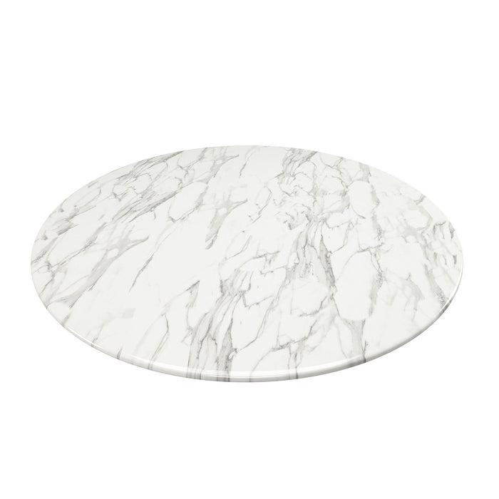 32" Marble And Metal Dining Table - Black