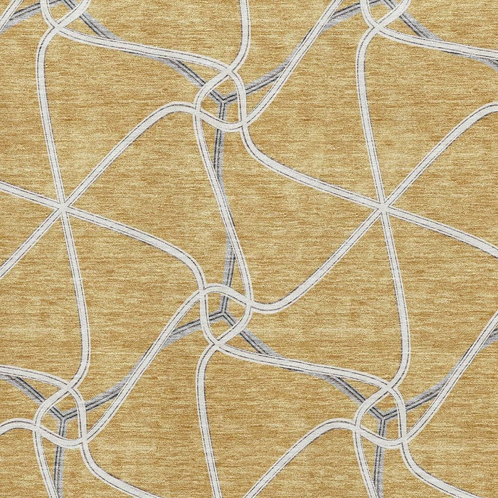 10' X 14' Geometric Washable Area Rug With UV Protection (675372) - Gold / Ivory / Gray