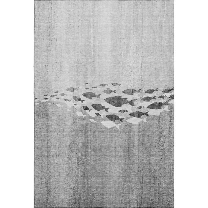 10' X 14' Nautical Washable Area Rug With UV Protection (652785) - Gray / Ivory