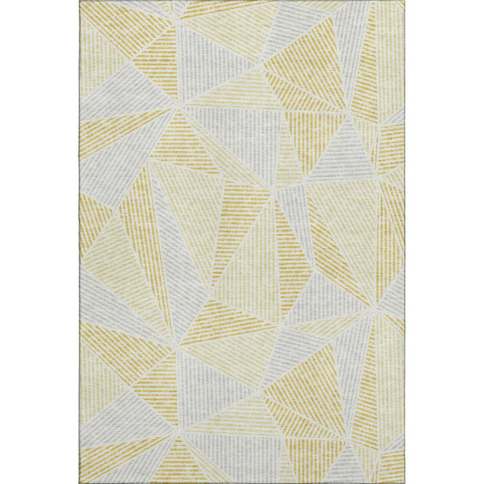 10' X 14' Geometric Washable Area Rug With UV Protection (651953) - Gold / Gray