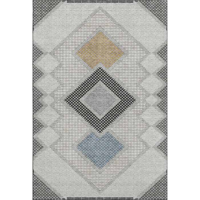 10' X 14' Geometric Washable Area Rug With UV Protection (718304) - Gray / Charcoal