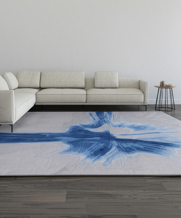 8' X 10' Abstract Hand Tufted Area Rug - Blue And Gray