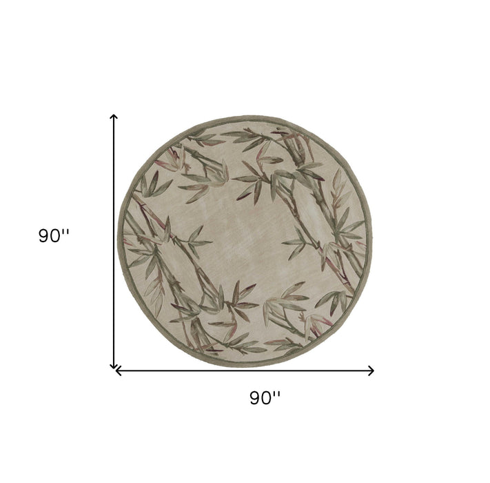 7.5' x 7.5' Round Wool Area Rug - Ivory