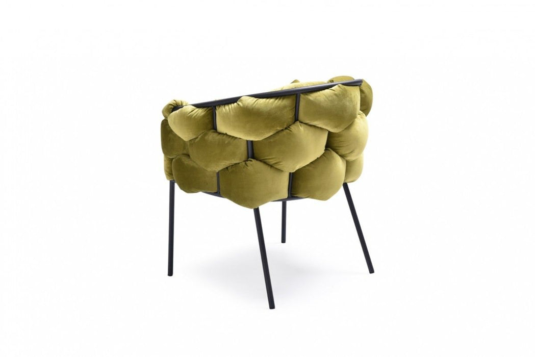 Upholstered Fabric Dining Arm Chair - Green