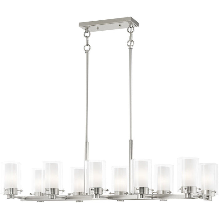 12" Ten Light Dimmable Chandelier With Shades - Nickel