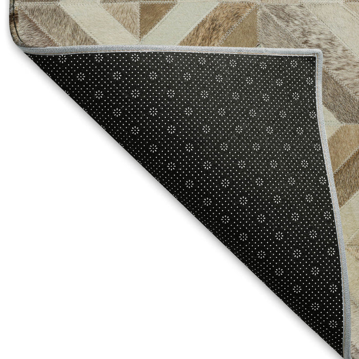 8' X 10' Diamond Washable Area Rug With UV Protection (644704) - Gray / Brown / Ivory