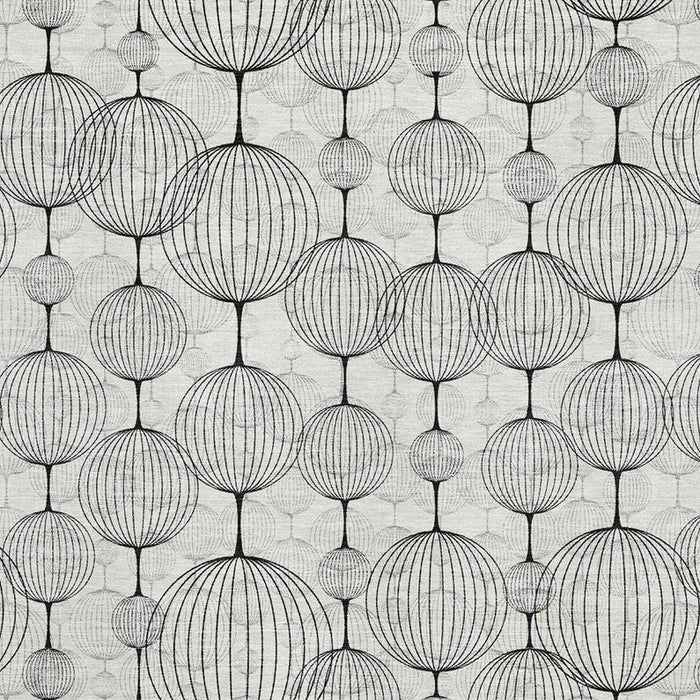 9' X 12' Geometric Washable Area Rug With UV Protection - White And Gray