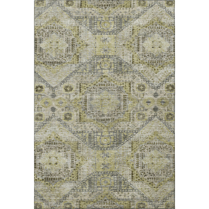 10' X 14' Abstract Geometric Washable Area Rug With UV Protection (708385) - Khaki / Beige / Gray