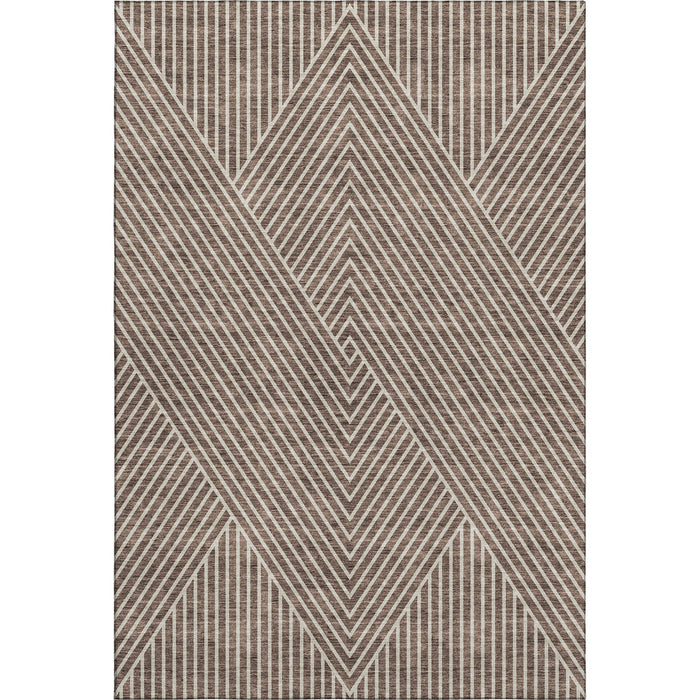 10' X 14' Geometric Washable Area Rug With UV Protection (674646) - Brown / Beige