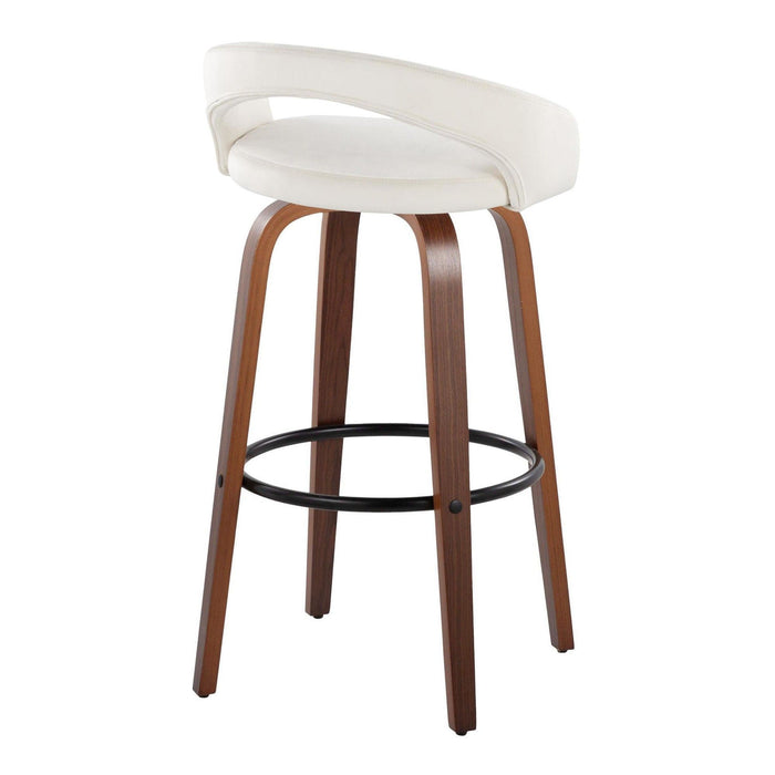 Grotto - Upholstered Fixed-Height Barstool (Set of 2) - Walnut Wood