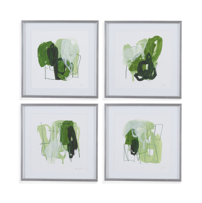 Jade Schematic - Framed Print (Set of 4) - Green