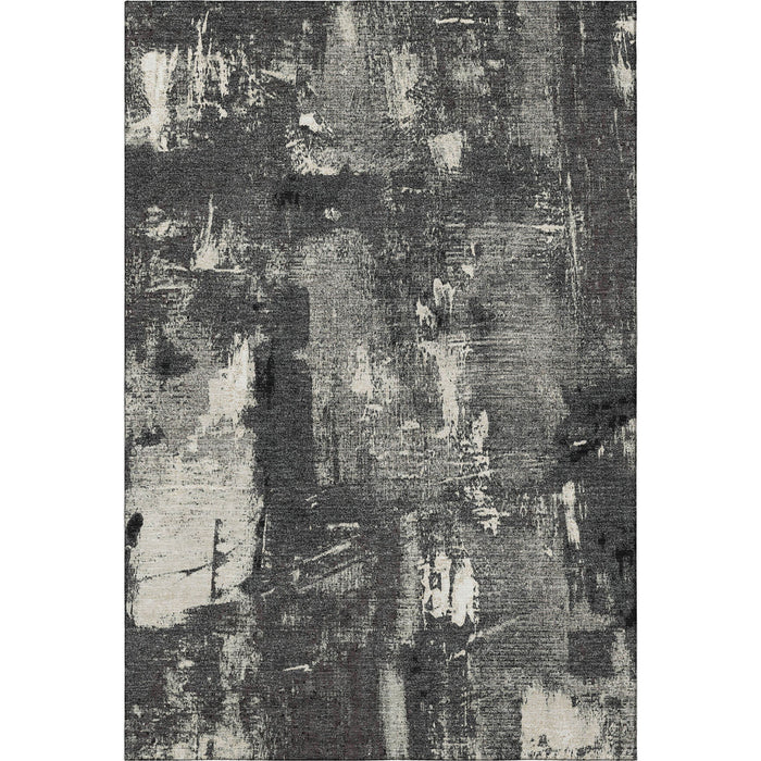 10' X 14' Abstract Washable Area Rug With UV Protection (677981) - Black / Ivory