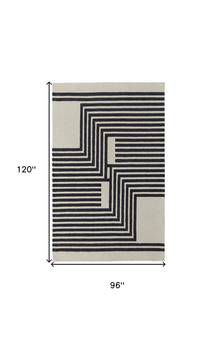 8' x 10' Wool Abstract Hand Tufted Area Rug - Gray And Black